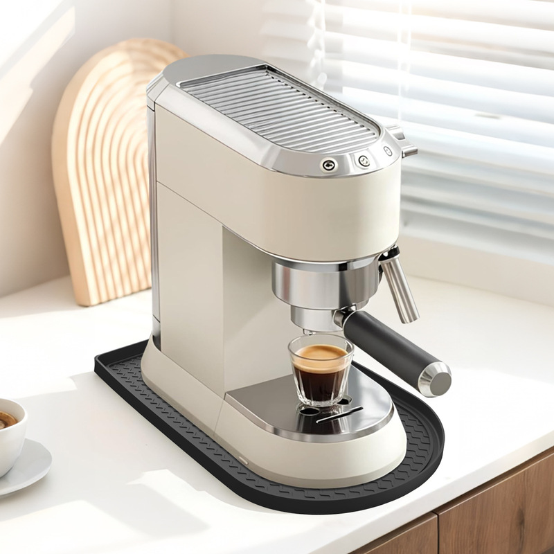 Cross-Border Silicone Coffee Mat Protective Pad Countertop Bar Mat Anti-Slip and Leak-Proof Coffee Machine Tray Mat with Raised Edges