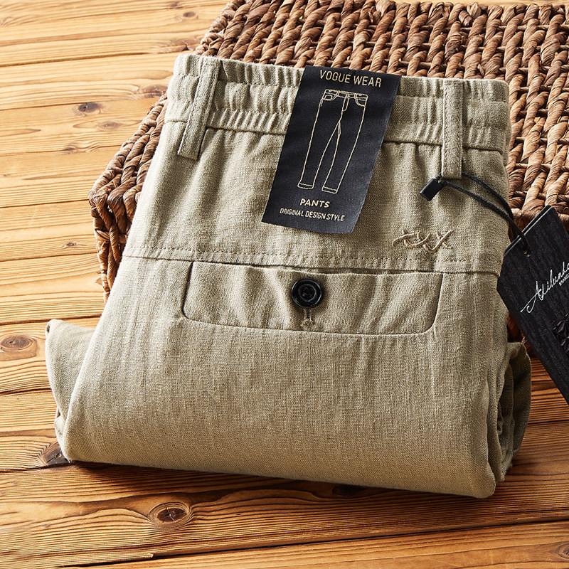 High-End First-Class Craftsmanship Pure Linen Men's Pants for Spring and Summer, Comfortable and Breathable, Straight-Leg, Loose Fit, Drawstring Elastic Waist, Casual Thin Pants High-End First-Class Craftsmanship Pure Linen Men's Pants for Spring and Summer, Comfortable and Breathable, Straight-Leg, Loose Fit, Drawstring Elastic Waist, Casual Thin Pants