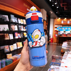 奧特曼兒童保溫杯316不鏽鋼學生便捷保溫壺高顏值帶吸管雙飲杯