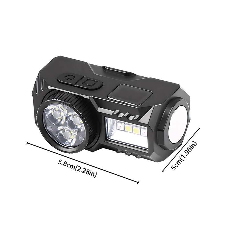 Grenzüberschreitende LED-Mehrfachlichtquelle, Lauflicht, eingebauter Akku, Digitalanzeige, Magnetsensor, kleine Stirnlampe_voghion.com
