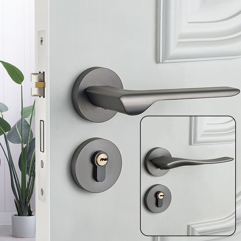 Negro universal cerradura de la puerta del hogar cerradura de la puerta interior dormitorio manija de la puerta de hardware manija de la puerta de madera cerradura de la puerta cerradura