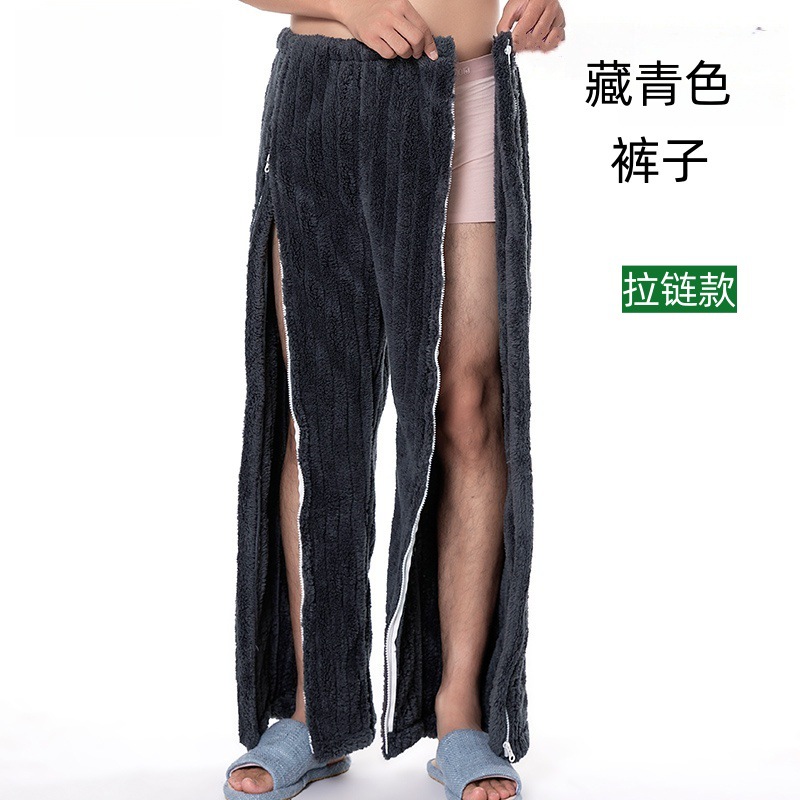 Men's shu cotton velvet navy blue pants