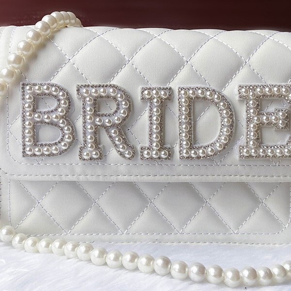 Bride Wifey Mrs' Bridal Letters Purse Pearl Crossbody Bag Wedding Gift bridal shower