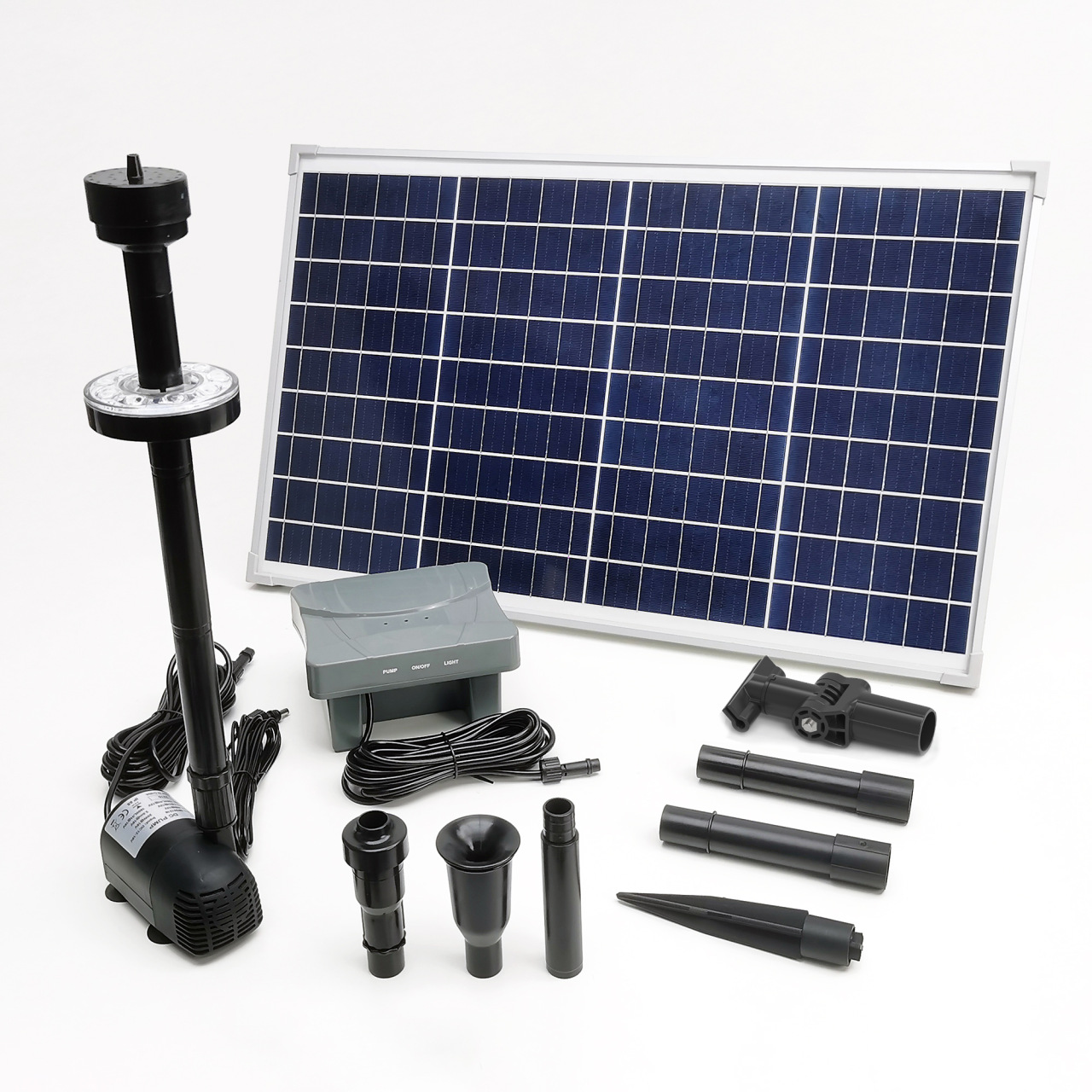 40W/18VLED灯太阳能喷泉泵带电池包花园池塘景观泵-SPBL40-501218