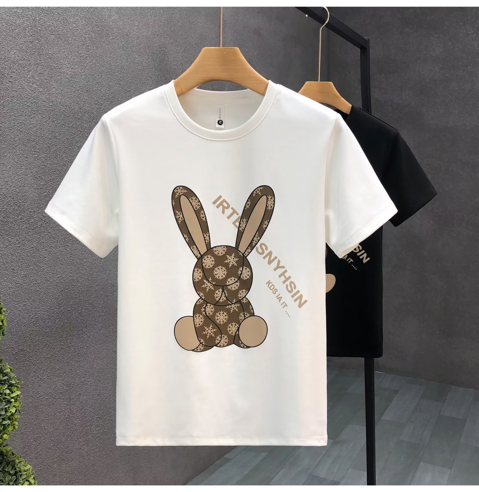T-shirt herr kortärmad stadsstil tryck trendig tecknad rund hals standard sommar modemärke ungdomsmode_voghion.com