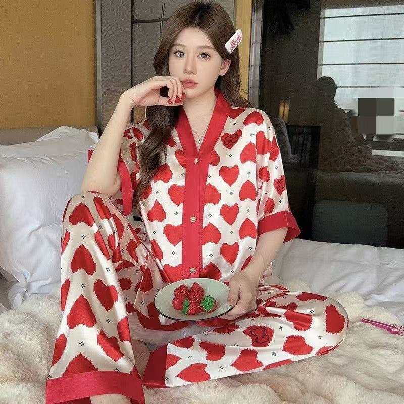 Amazon's Best-Selling Cross-Border Export Product: Ice Silk Pajamas, Summer Short-Sleeved Shorts, Women's Thin Home Wear Set, Large Quantity Discount