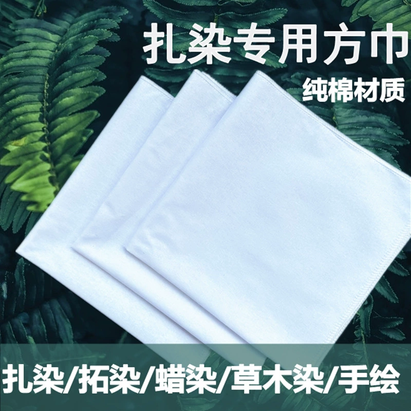 Галстук-окрашенная Чистый хлопок белый ткань небольшой квадратный полотенце покрашенное вручную белой ткани воск окрашенный завод хлопковый платок синий крашеный белый квадратный полотенце