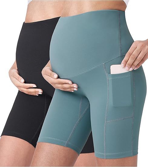 ヨーロッパとアメリカの越境販売向け、妊婦用ショートパンツ、ハイウエスト、スポーツ、腹部サポート、ヒップアップ、レギンス、ヨガパンツ、ポケット付き 5inchと8inch|undefined
