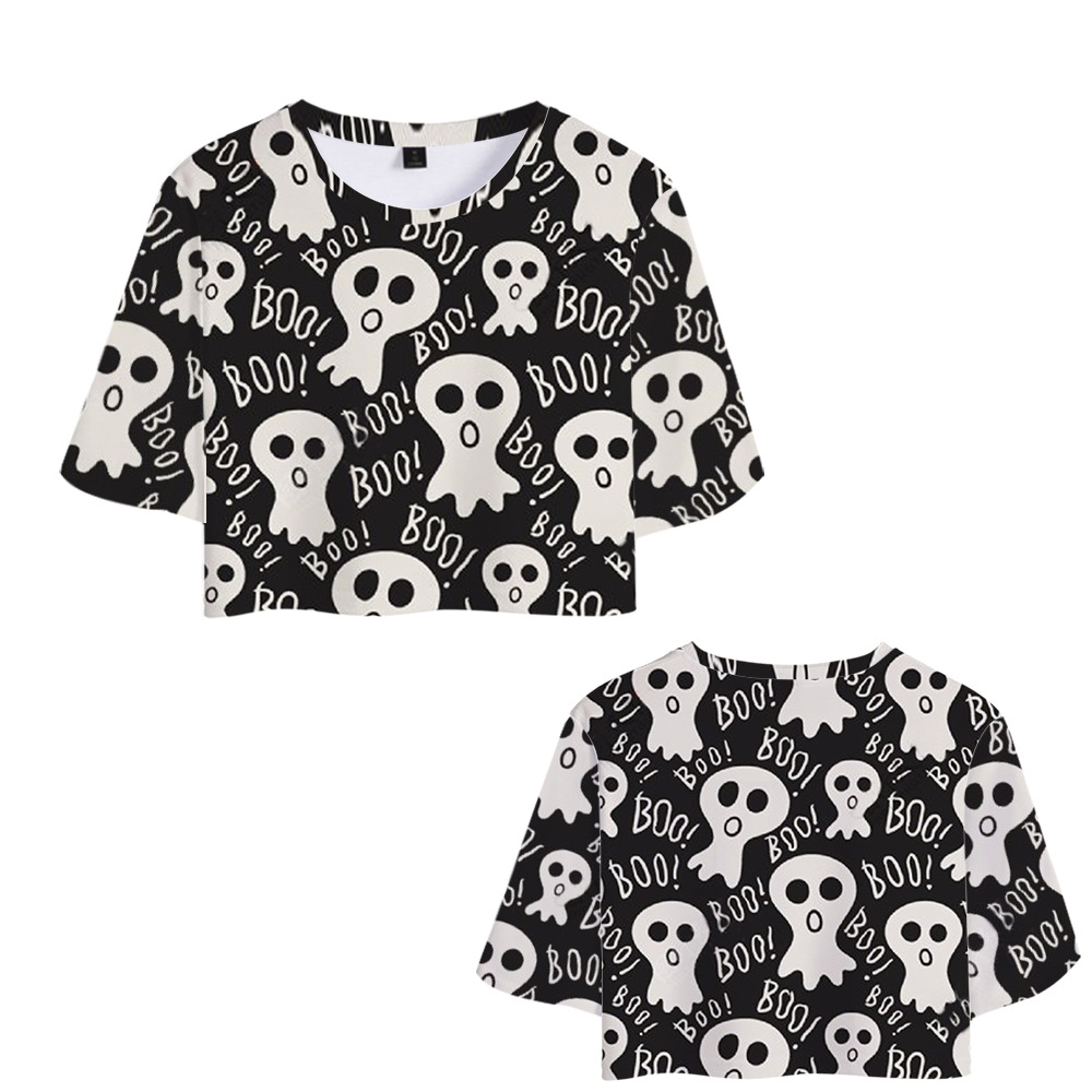 Mujeres Playeras Manga Corta Camisetas Impresión Sexy Murciélago Esqueleto Cráneo display picture 7