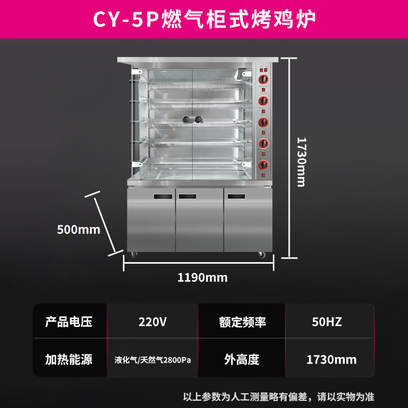 캐비닛이있는 CY-5P 가스 로스트 치킨 스토브