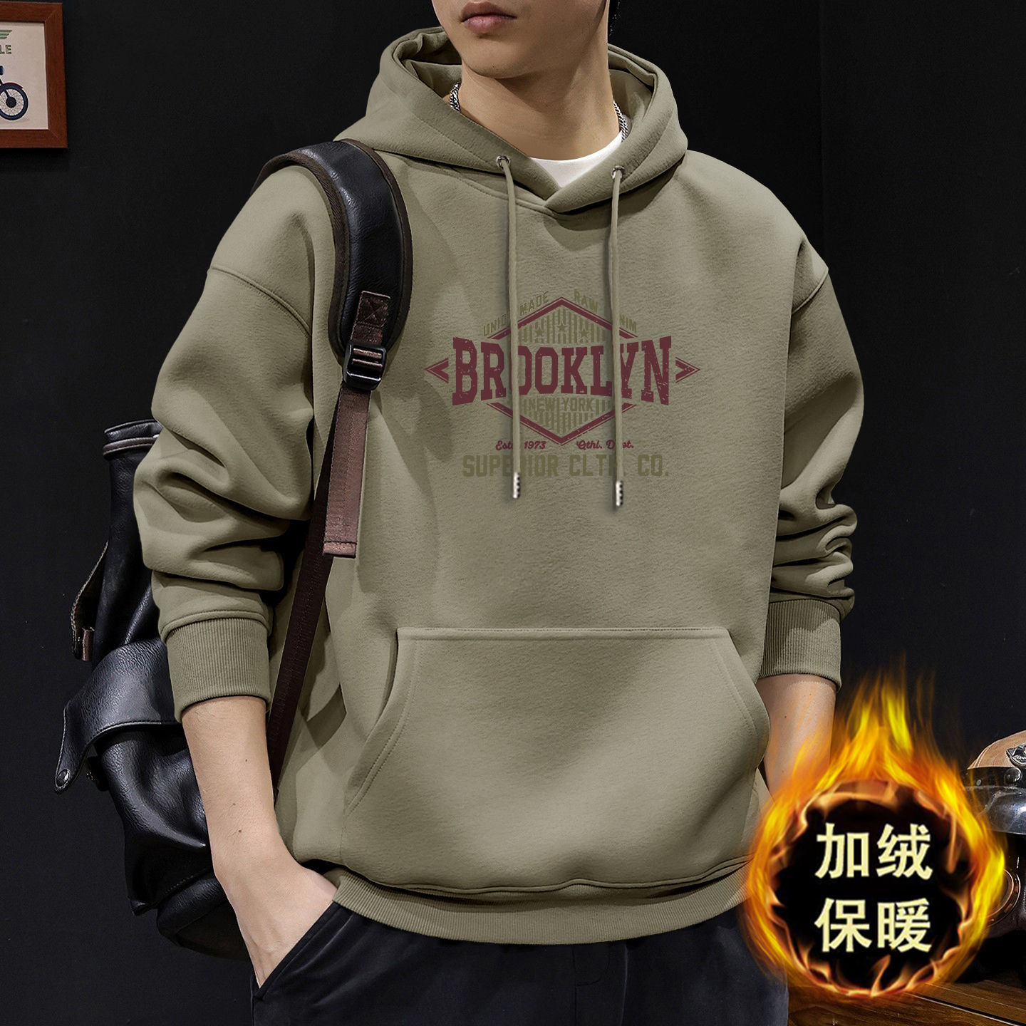Chaqueta encapuchada para hombres otoño y invierno nuevo estilo de estilo de Hong Kong estilo coreano chaqueta grande suelta abrigo casual