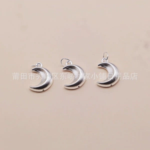 Factory Direct Sale 999 Pure Silver Frosted Moon Pendant Spacer Beads DIY Beaded Braided Red Rope Bracelet 3D Hard Silver Accessories