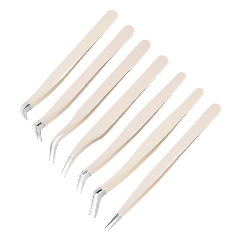 Grafting Eyelash Tweezers Elbow Gold Feather Clip Pointed False Eyelash Curler Beauty Eyelash Tweezers Seven-Character Dolphin Olecranon Clip