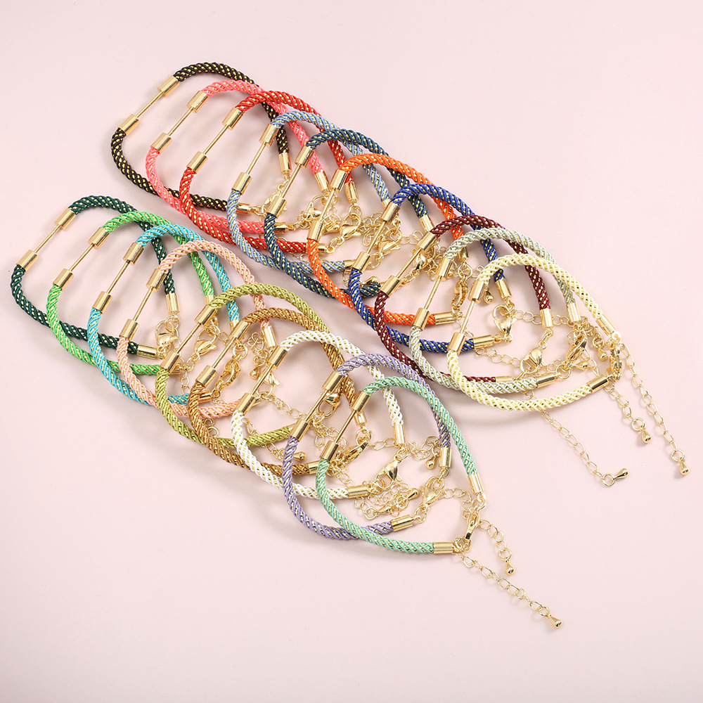 3mm Gold Wire Milan Rope with Openable Screw Crossbar Braided Rope DIY Bracelet with Tail Chain Semi-Finished Product