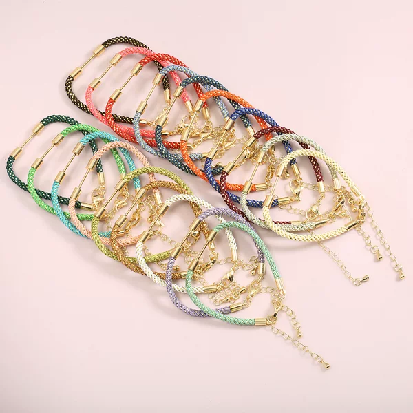 3mm Gold Wire Milan Rope with Openable Screw Crossbar Braided Rope DIY Bracelet with Tail Chain Semi-Finished Product