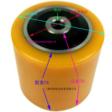 2吨BT地牛承重轮前轮85×74×76液压车载重轮聚氨酯包胶轮橡皮轮