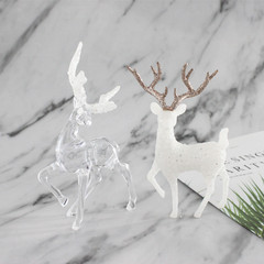 Elegant, shimmering reindeer and elk with glittery accents—cute, forest-themed transparent deer figurines perfect for dessert tables, cake decorations, and baking displays.