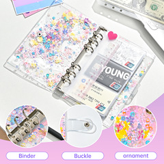 Cross-border transparent hand ledger A6pvc binder note book cash budget financial management book zipper bag set