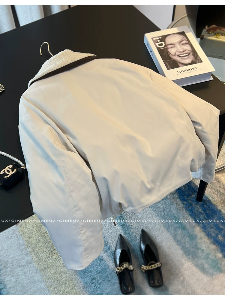 White short design winter down jacket, trend of season