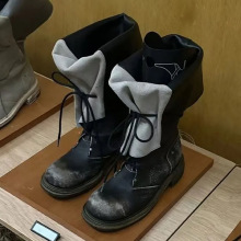 牛皮版~超酷欧美风高级感马丁靴女擦色翻折系带大筒围拼接骑士靴