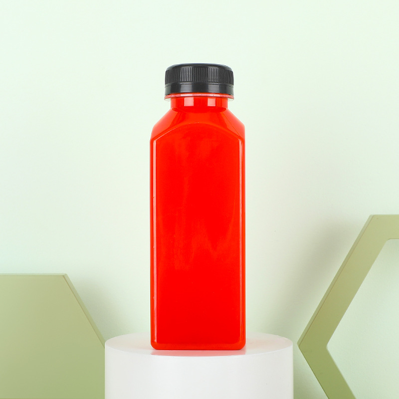 350ML 정사각형 병 + 38 검정색 입 플라스틱 도난 방지 커버