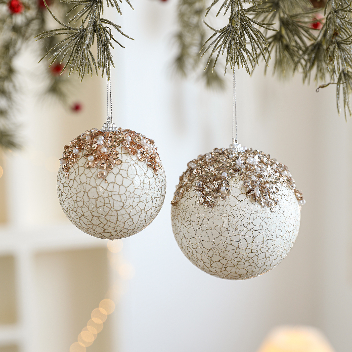Nuevo polvo de espuma de Navidad polvo de oro sequinado árbol de Navidad colgante agrietado bola colgante decoración colgante