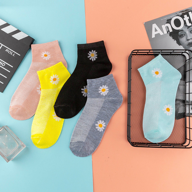 【10双装】2021新款雏菊女网袜学院网红袜子女春夏 地摊袜子批发|ms