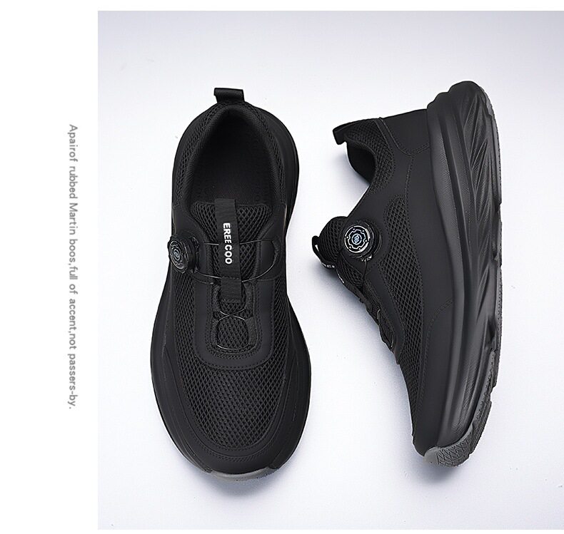 Giày thể thao nam sneaker đế dày thoáng khí mặt lưới mũi tròn — Màu trắng, màu đen chi tiết 23