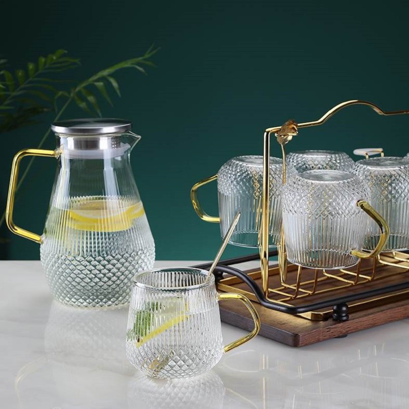 Gruesa botella de agua fría de estilo japonés hervidor de vidrio taza de ebullición resistente a altas temperaturas de hogar gran capacidad tetera de agua fría traje botella de agua fría