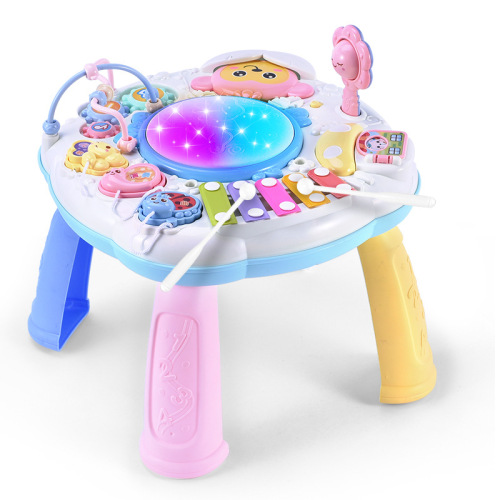 Dual-language learning desk for children, multi-functional early education game table, intelligent baby toy stand, suitable for 1-2 years old, for babies aged 1-3 years.