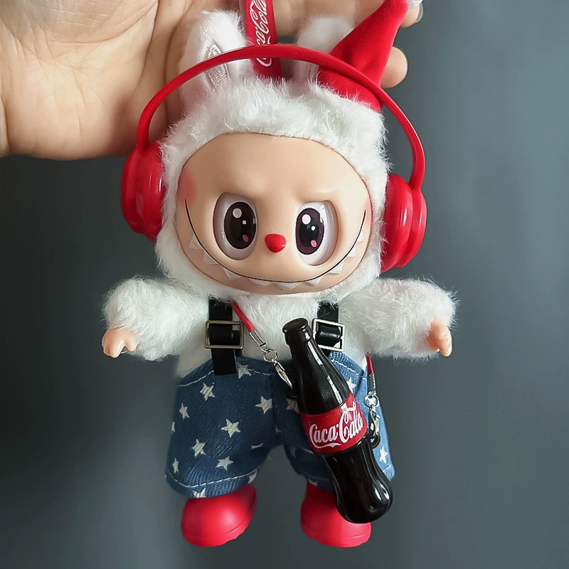 Набор одежды (Labubu) для куклы 17 см, костюм Coca-Cola с наушниками и ботинками, мульт стилевые