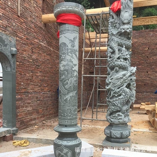 福建惠安石雕龙柱厂家批发 寺庙祠堂龙柱 青石龙柱花鸟柱手工雕刻