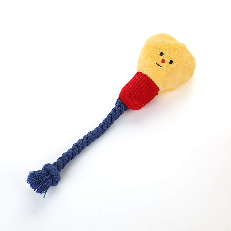 Durable Squeaky Dog Toy Plush Cotton Rope Teddy Bear Bichon Frise Small Breeds Self Entertaining Relaxing Chewing Teething Pet Toy_voghion.com