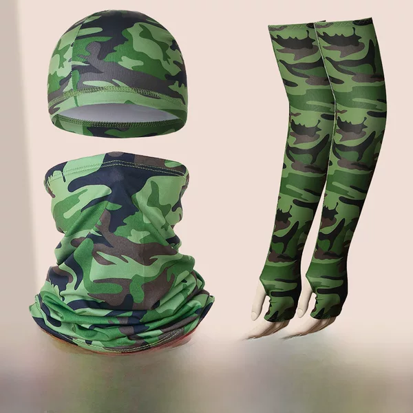 Cross-border Hot Sale Ice Silk Sunscreen Sleeve Riding Hat Milk Silk Turban Outdoor Sports Three-in-One Sunscreen Combination
