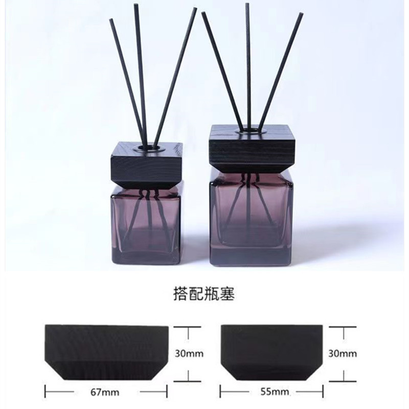 方形香薰瓶空瓶黑色木盖瓶花露水挥发藤条干花瓶摆件香水分装瓶子详情5