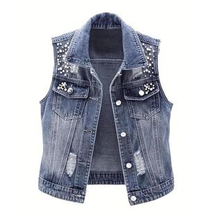 T 26370 Distressed beaded denim vest ϴˮ�ƶ����ţ���R��