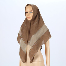 外贸民族风手工烫钻包头头巾 中东纯色盖头方巾 回族包头纱巾批发