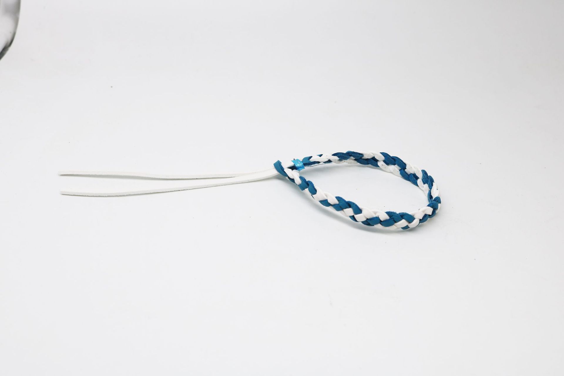 화이트 + 레이크 블루 [가죽팔찌] (네이키드)