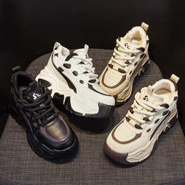 2025秋冬新款内增高老爹鞋女款休闲时尚运动鞋女百搭潮松糕厚底鞋