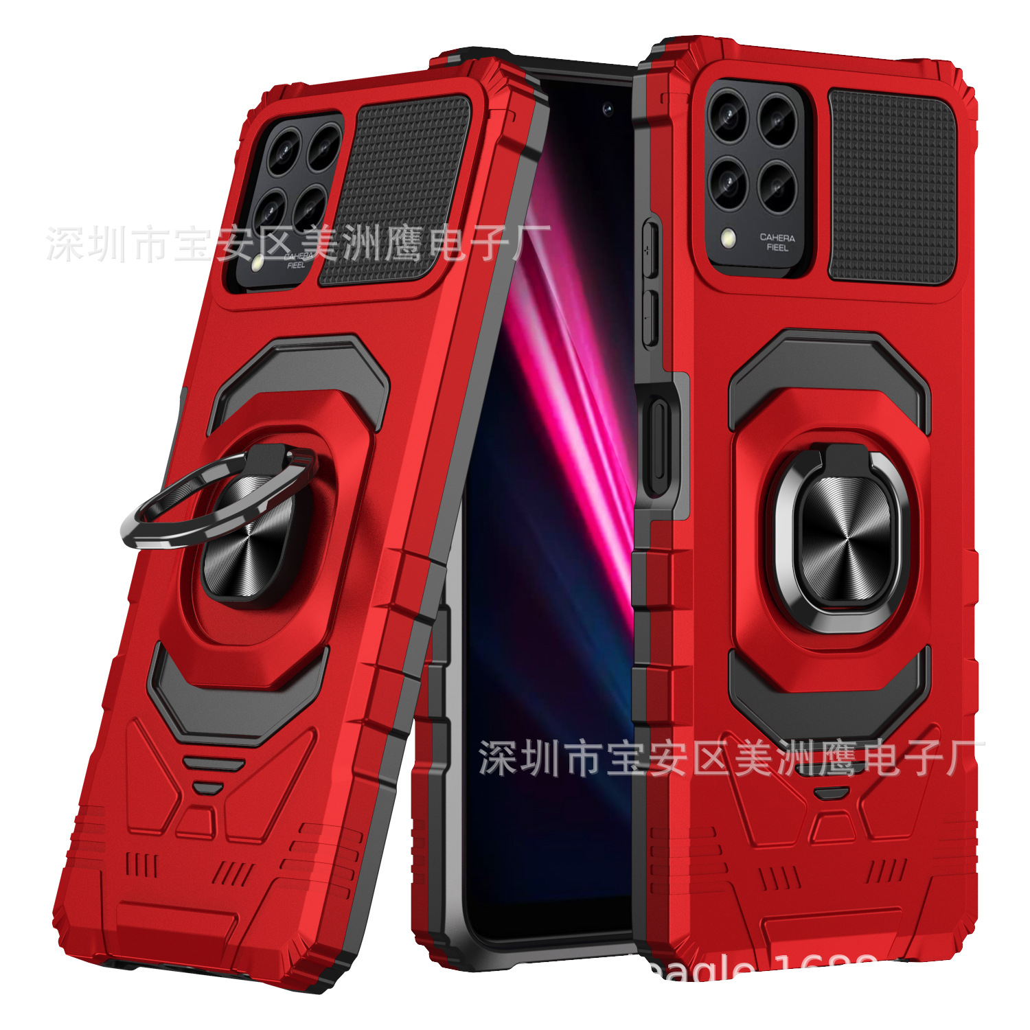 适用SAM S24FE铠甲防摔手机壳T-Mobile Revvl 7Pro磁吸支架保护套