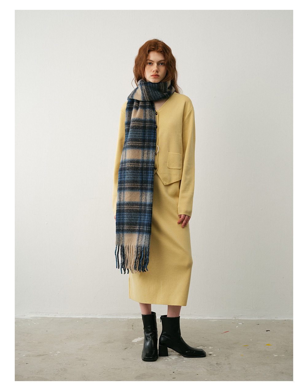 Kaschmirschal Kariert Im Retrodesign Für Damen Winterweiches Tuch_voghion.com