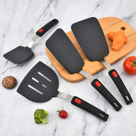 批发硅胶烹饪用具 铁板烧料理铲 不粘锅硅胶锅铲煎饼玉子烧铲套装