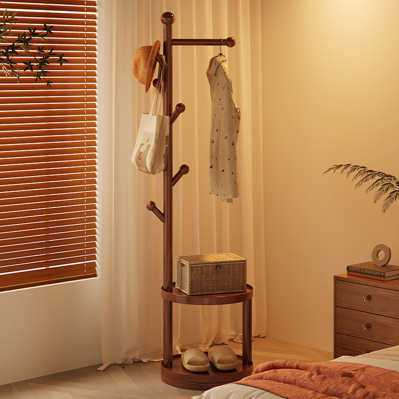 Perchero de madera maciza, sala de estar, piso, estante para el hogar, estante para ropa multifuncional para interiores, percha de cabecera de dormitorio