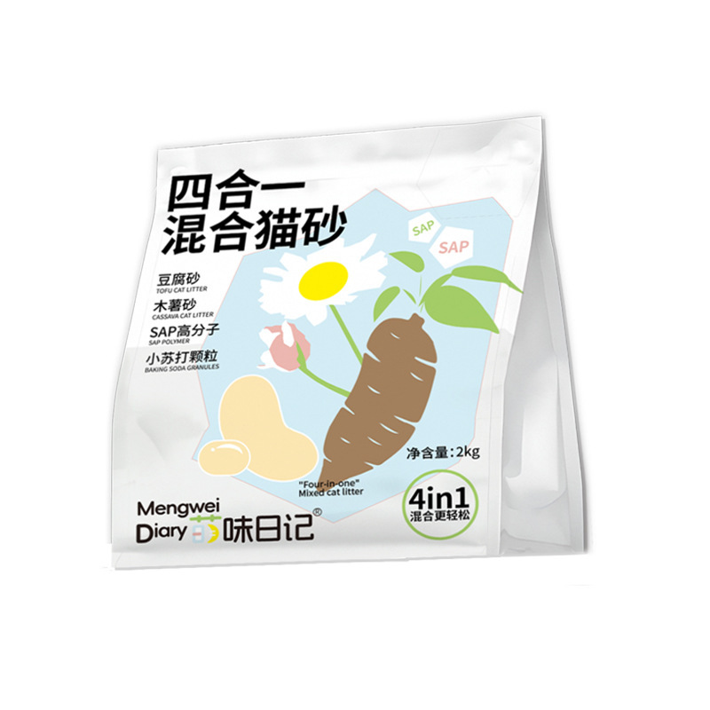 萌味日记木薯混合猫砂2kg除臭不沾底无尘豆腐猫砂易结团植物猫砂|undefined