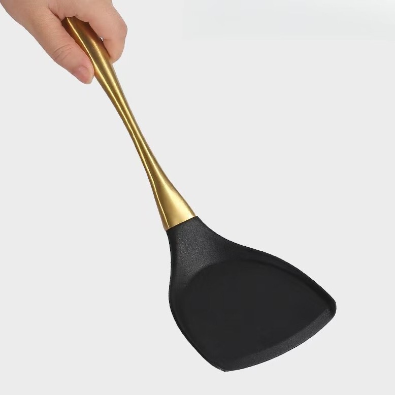 クロスボーダーシリコンキッチン用品調理用スパチュラセットチタンメッキステンレス鋼ハンドルシリコンスパチュラキッチン用品セット|undefined