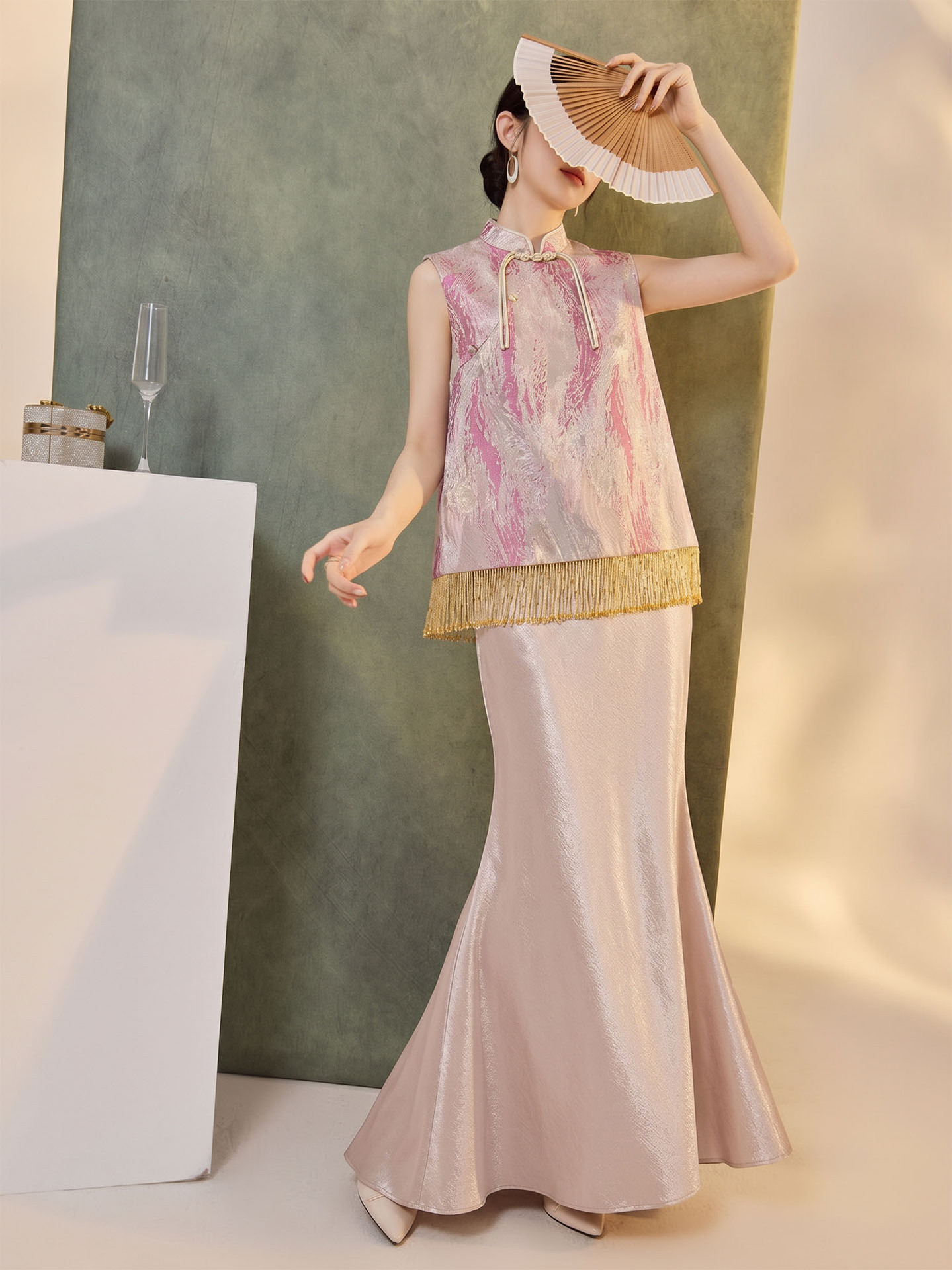 Áo không tay cổ tròn jacquard viền tua mùa hè — Trang chủ
