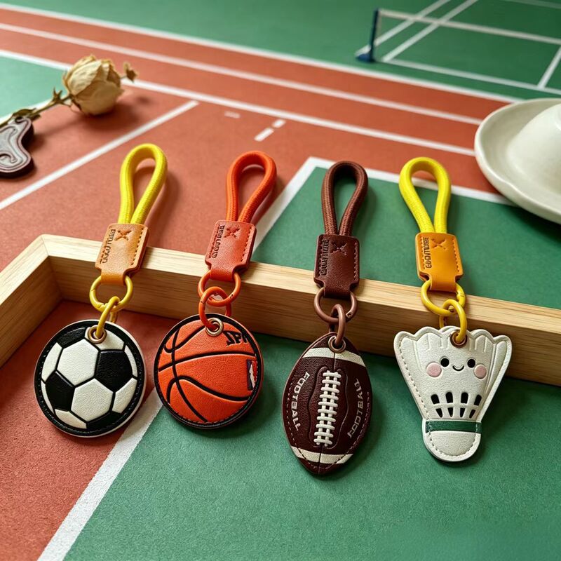 Football Pendant in Stock, Leather Access Card Holder, Keychain, Creative Small Gift, Backpack Pendant, Direct from the Factory