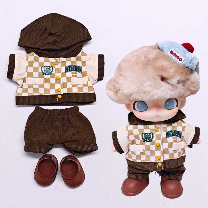 仅娃衣】dimoo吊卡娃衣格子连帽棒球服套装dimoo衣服玩偶换装衣服|undefined