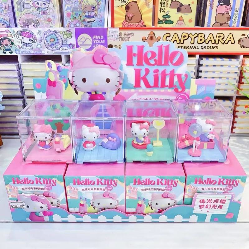 本物の新作サンリオハローキティハッピータイムシリーズブラインドボックスマイクロボックスかわいい漫画フィギュア装飾品|undefined