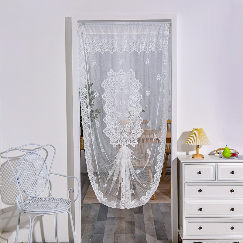 French beautiful yarn warp knitted lace yarn curtain pull curtain new Amazon cross-border door curtain wholesale door curtain